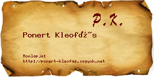 Ponert Kleofás névjegykártya